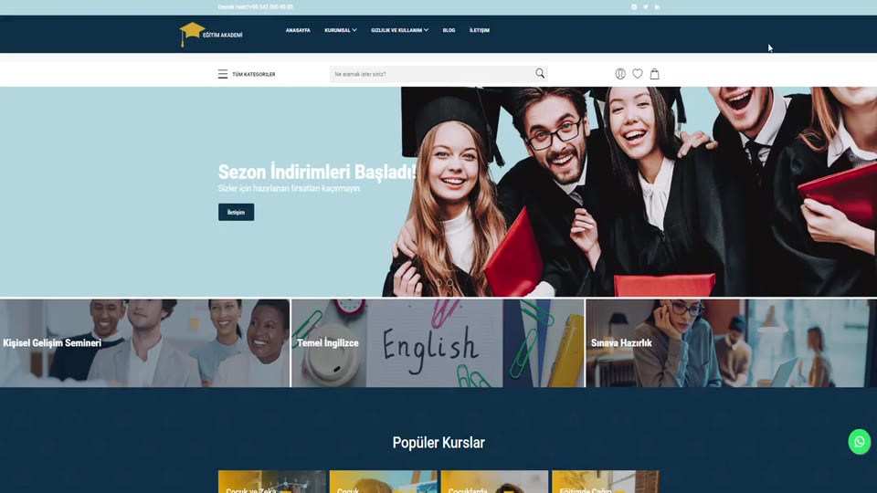 Online eğitim platformu uygulama ekranı