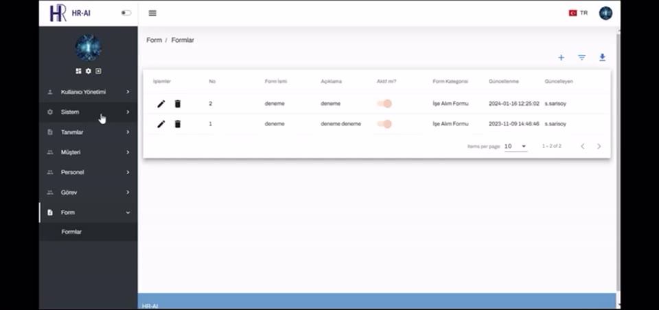 CRM çözümü uygulama ekranı