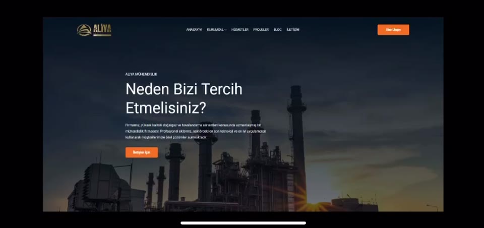 Kurumsal web sitesi uygulama ekranı